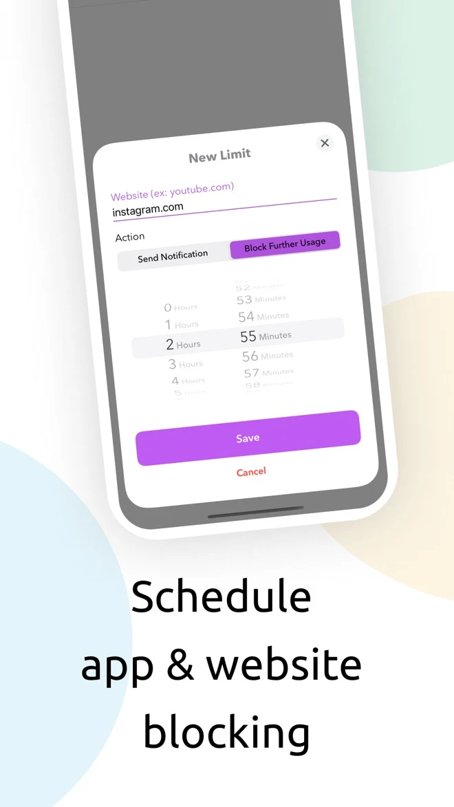 StayFree scheduling controls for app and website blocking