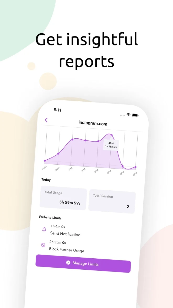 StayFree screen time reports and usage patterns