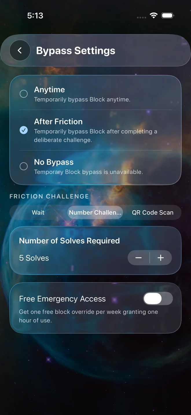 Lusid bypass settings for temporary access, separate from edit conditions