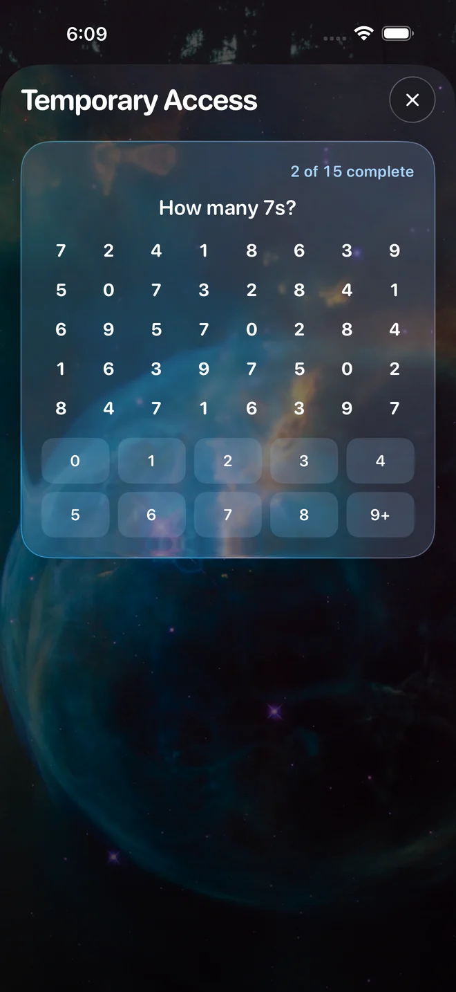 Lusid number challenge required before temporary access